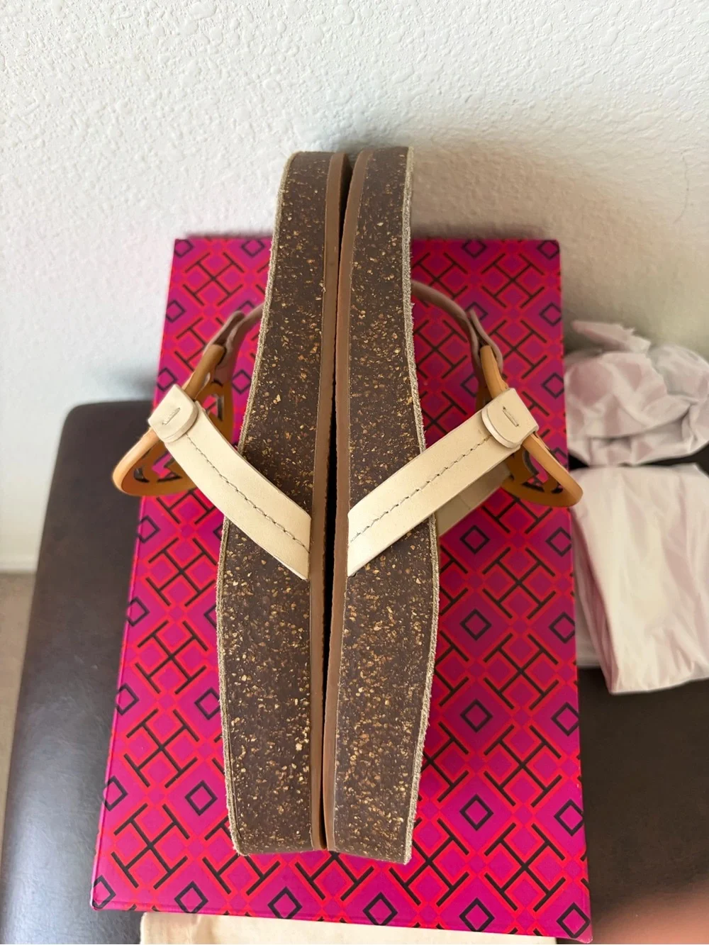 Tory Burch Miller CLOUD Sandals Calf Leather Multi Color Cork 7.5